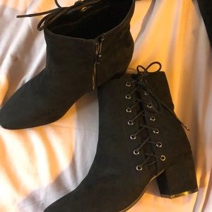 Black lace up booties